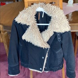 FREE PEOPLE Owen Faux Fur Sherpa Jacket in Black